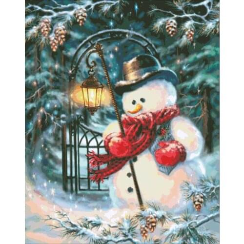 Magic Christmas Snowman cross stitch package winter snow 18ct 14ct 11ct cloth cotton thread embroidery DIY handmade needlework