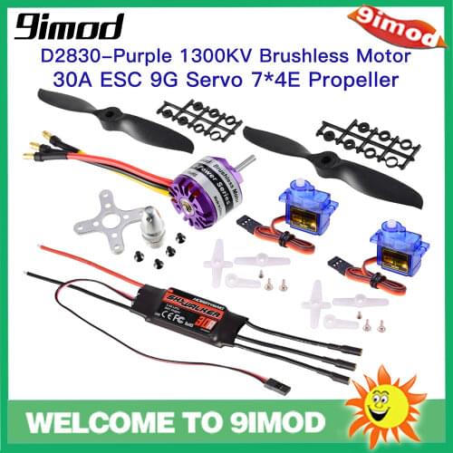 High Quality Hobbywing 30A ESC 9imod D2830 1300KV Brushless Motor 9G Servo 7*3E Propeller Power System RC Fixed Wing Part