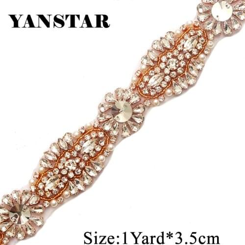 YANSTAR 10 Yards Handmade Wedding Dresses Sash Rhinestones Applique Accessory Tirm For Bridal Belt Silver Crystal YS906