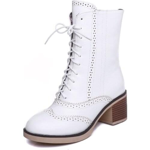 Big Size 9 10 11 12 boots women shoes ankle boots for women ladies boots shoes woman winter Cross lace cutout