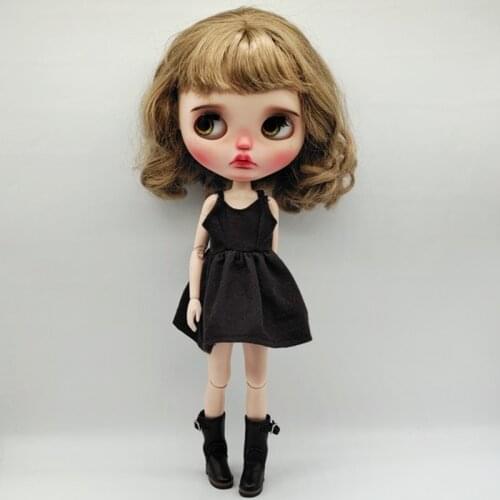 1pcs New Blyth Doll Black Sling Dress for Blyth Azone,Ob24 Barbies Skirt 1/6 Doll Accessories Clothing