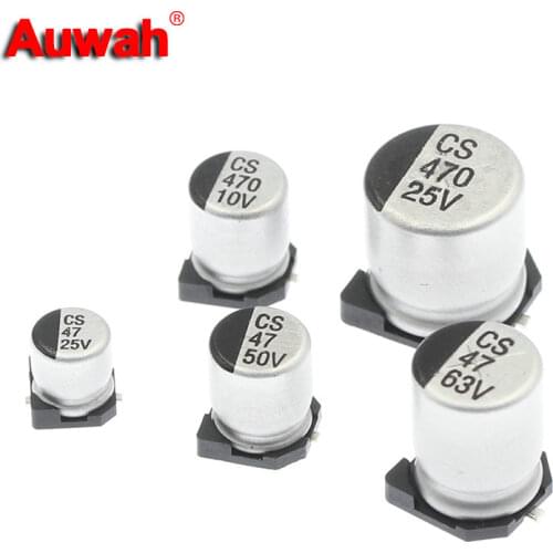 10Pcs 6.3V 10V 16V 25V 35V 50V 63V 100V400V SMD Aluminum Electrolytic Capacitor 1UF 10UF 22UF 33UF 47UF 100UF 330UF 470UF 1000UF