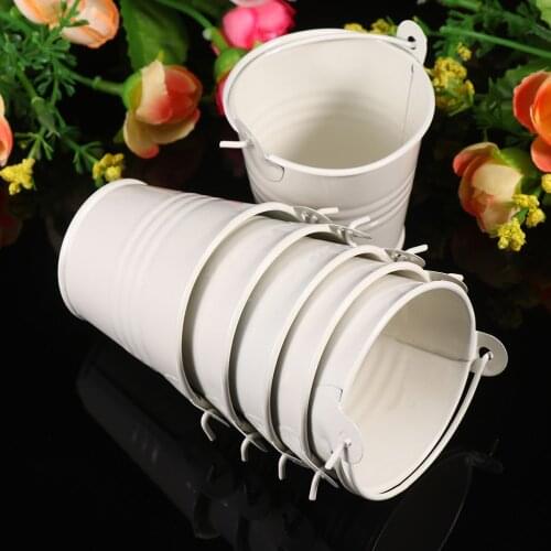 10PCS Mini Metal Bucket Portable Flower Pot Vases Planters Lovely Candy Box For Wedding Party Home Garden Decoration