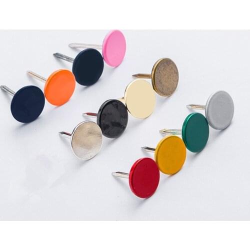 100pc Upholstery Nail Pins Color Decorative Tack Sofa Stud Flat Round Head Nails Fasteners Pushpin Furniture Thumbtack Hardware