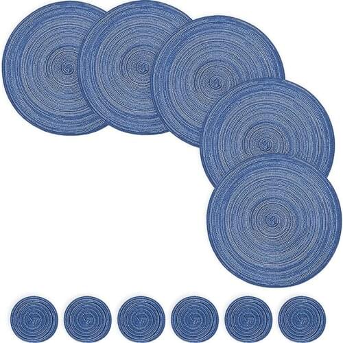 12 PCS Round Placemats and Coasters Set(15 inchX15 inch&4.33 inchX4.33 inch)