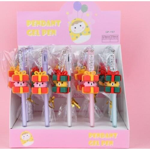 20 pcs/lot Ceative Gift Bear Pendant Gel Pen Cute 0.5mm black Ink Signature Pens Promotional Gift Office School Supplies