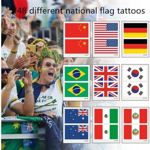 2020 National Holiday Country Flags Of Poland, Saudi Arabia, Ukraine, England, Nigeria Tattoo Sticker Flag Face Temporary Tatoo