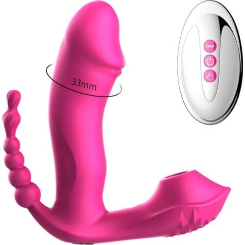 3 in 1 Wearable Viginal Sucking Vibrator Sex Toys for Woman G-Spot Dildo Vibrator Anal Massager Clitoris Stimulator Masturbation