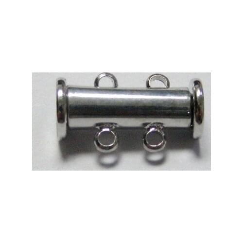 5 Silver Tone 2-Strands Necklace Bracelet Magnetic Slide Clasps 15X8mm