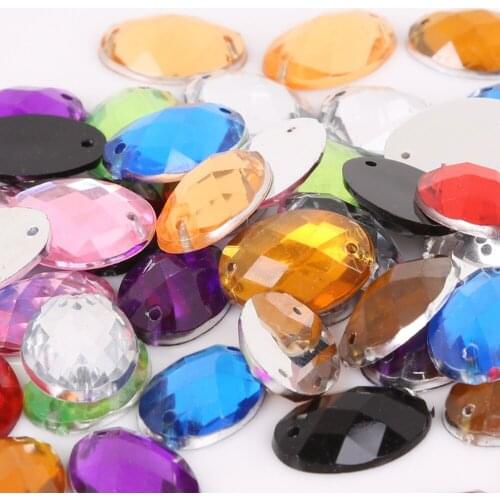 50PCS 13*18mm Oval Acrylic Sew-On Rhinestones Garment Shoes Bags Sewing on Strass Crystal Stones DIY Crafts