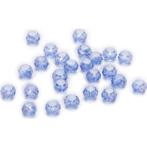 50 Piece Lake Blue AB Color Bread Cut Faceted Crystal Glass Spacer Beads Jewelry Findings 4-8mm