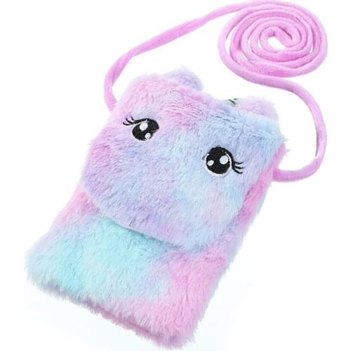 Cute Unicorn Childrens Fanny Pack Girls Waist Bag Plush Toys Belt Gradient Color Chest Bag Cartoon Coin Purse Travel Chest Bag
