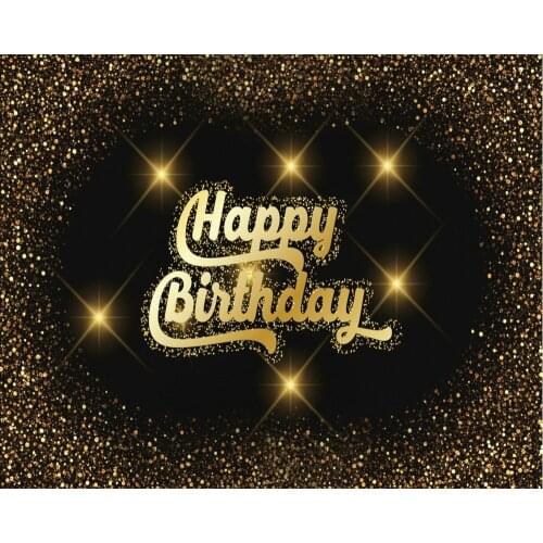 Happy Birthday Golden Sparkle Party Backdrop Baby Shower Room Decor Photo Booth Studio Prop