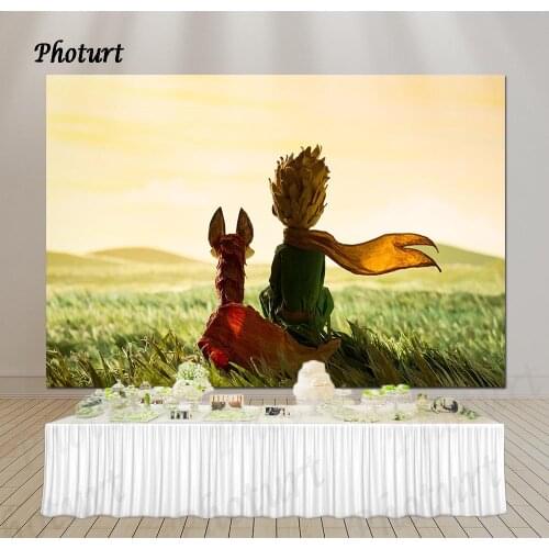 PHOTURT Little Prince Backdrop Kids Birthday Photo Background Fox Grass Polyester Vinyl Photography Booth Props