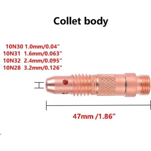 TIG WP18 WP17 WP26 Argon Welding Torch Consumable Tungsten Electrode Collet Body SR17 SR18 SR26 10N31 10N32 collet holder