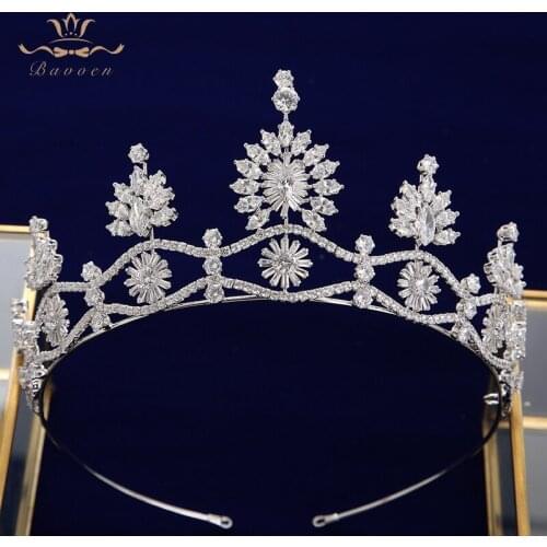 Princess Zircon Bridal Tiaras Headpiece Crystal Crown Headbands Wedding Hair Accessory
