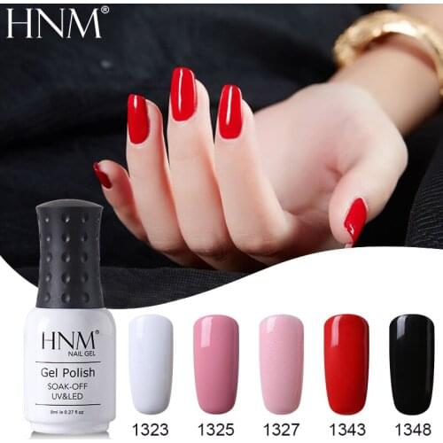 HNM 8ML Pure 28 Colors UV Gel Nail Polish Soak Off Lucky Lacquer Primer Led Hybrid Varnish Semi Permanent Top Base Paint Gellak
