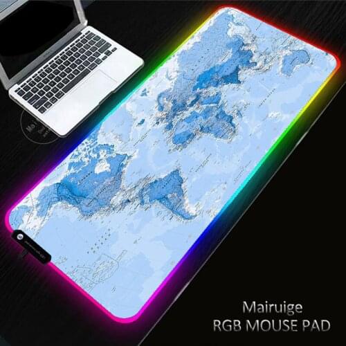 RGB Gaming Multi-color World Map XL Mouse Pad Gamer LED Light Locking Edge Big Deskmat Keyboard Natural Rubber Mousepad for CS