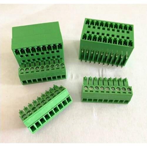 10sets 15EDGRH 3.81mm double plug-in terminal block double row bent leg socket with plug set 2EDGRH3.81