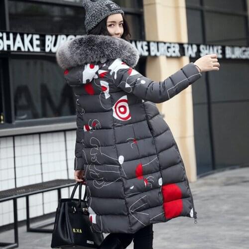 Elegant Girls Fashion Long Style Cotton Padded Coat Winter Thick Warm Large Fur Collar Down Padded Jacket Double Side Wear Veste