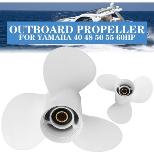 Aluminum 11 3/8X12 Boat Outboard Propeller For Yamaha 40 48 50 55 60HP 13 Spline Tooths Diameter 90mm White 3 Blades