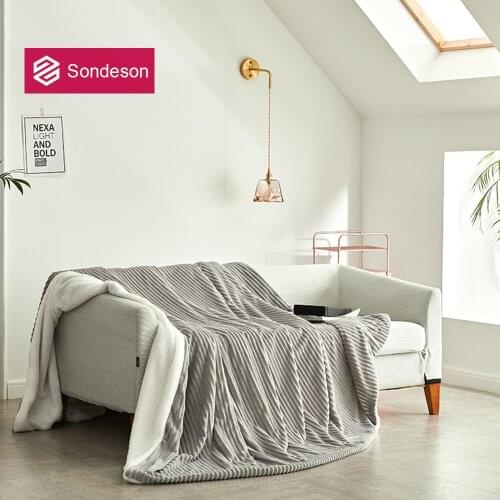 Sondeson Fashion Gray Warm Blanket Magic Fleece Duvet Cover Modern Soft Travel Beach Throw Aircraft TV Sofa Flannel Bed Blanket