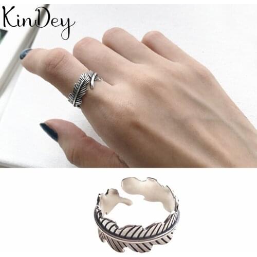 Trendy Silver Color Large Leaf Rings For Women Men Boho Vintage Jewelry Adjustable Size Finger Rings