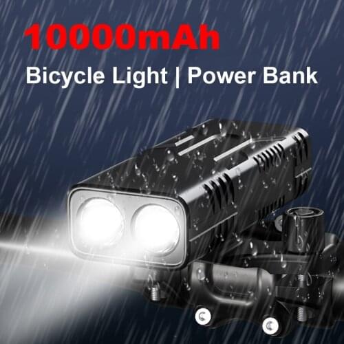 Powerful 10000mAh Bicycle Front Light Kit TYPE-C Rechargeable Waterproof Bicycle Headlight MTB Cycling Flashlight As Power Bank