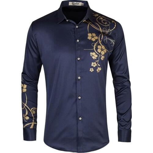 2021 Spring And Autumn Mens Printed Shirt Long-Sleeve Men Slim Fit Dress Shirts Business Casual Fashion Trend Chemise Homme