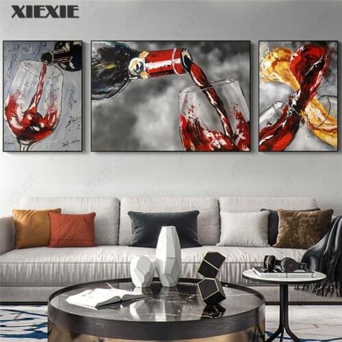 Red Wine Glasses Wall Art Canvas Painting Nordic Kitchen Classic Bar Art Prints Pictures Living Room Bedroom Mural Decoration