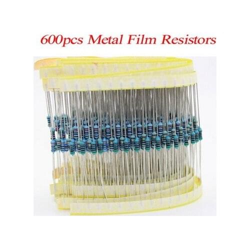 100% new 600pcs/pack 1/4W 30 Kind Metal Film Resistors Assorted kit 1% Each 20 600pcs/pack ,for arduino for raspberry pi, board