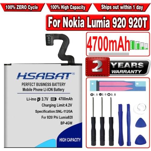HSABAT HSABAT New 4700mAh BP-4GW Battery for Nokia Lumia 920 920T Mobile Phone Battery with Tracking number
