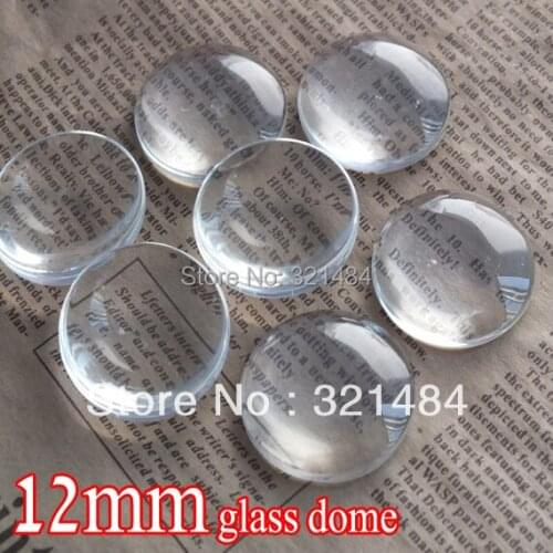 Bulk 500piece/lot 12mm flatback round clear glass cabochon tray pendant cover glass dome tile seals