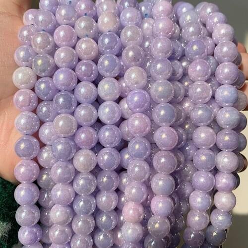 Wholesale Blue Purple Plated Angelite stone Beads 6/8/10/12mm Natural Round Loose Bead For Making Jewelry Diy Perles 15'Strand