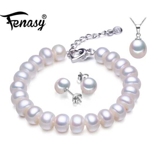 FENASY Trendy Natural Pearl Jewelry necklaces & Pendants Earrings Jewelry Sets Anniversary Brand Jewelry Bracelets For Women