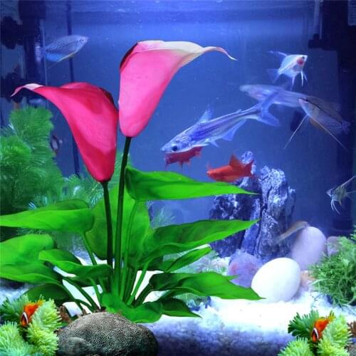 Plastic Fish Tank Artificial Lotus Flower Ornament Aquarium Plants Water Lotus Decoration Grass Lanscaping Aquarium Accessories