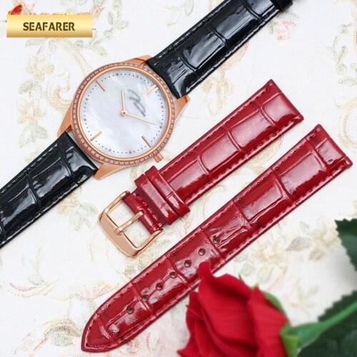 Watch Band Womens Leather for EBOHR Tissot Womens First Layer Calfskin Watch Bracelet 16 18 20mm