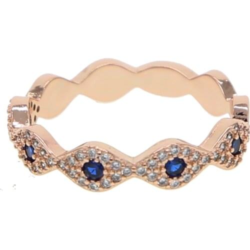 Rose gold color Evil eye eternity band fashion turkish eye design finger engagment ring fashion