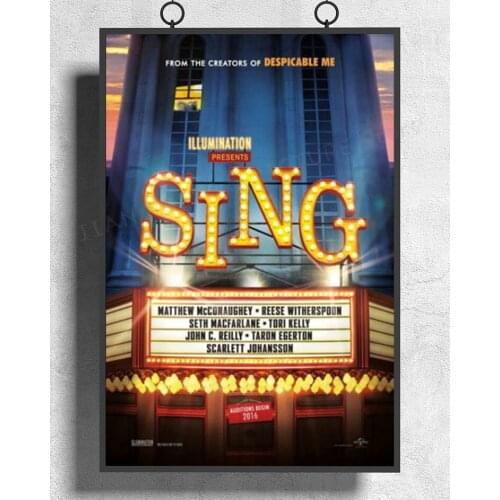 H110 Sing America 2016 Coon Movie Wall Sticker Silk Poster Art Home Decoration
