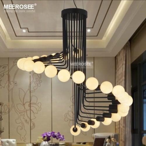 Modern Loft Industrial Chandelier Lights Bar Stair Dining Room Lighting Retro Meerosee Chandeliers Lamps Fixtures Lustres