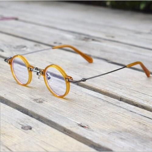 Vintage handmade acetate round glasses frame mens designer myopia presbyopic optical glasses frame female prescription glasses