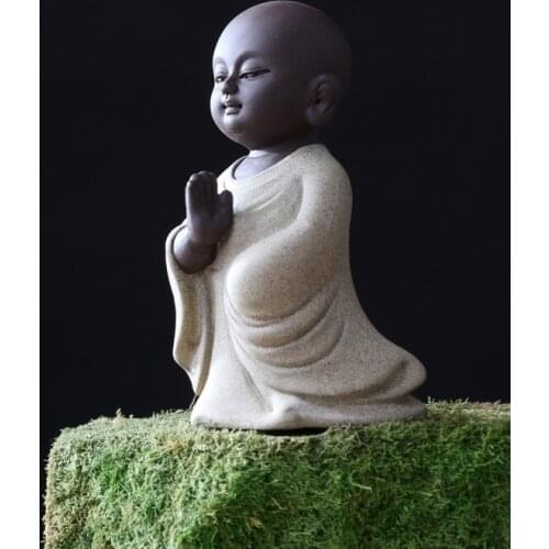 Yixing zisha tea pet blessing Buddha small size purple clay tea play Chinese ornament on tea tray tea accessories