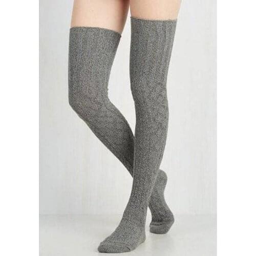 Women Fashion Cable Knit Long Boot Girl Over Knee High Warm Stocking