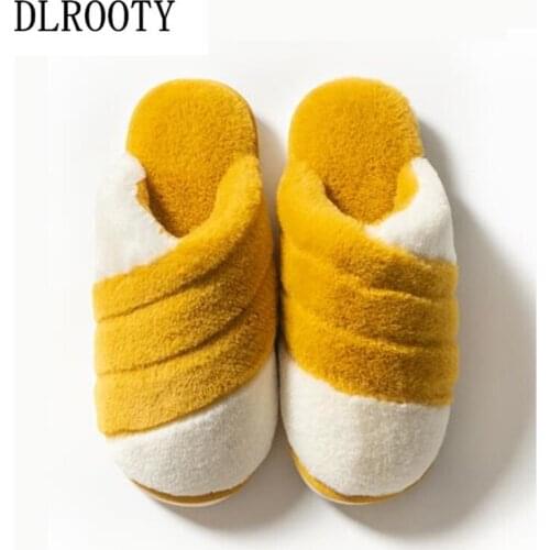 Women Winter Warm Slippers Indoor Fashion Platform Silent Non-slip Short Plush Shoes Woman Slides Flat Casual Flip Flop