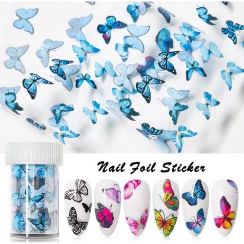 1 bottle Butterfly Nail Foils Holographic Stickers for Nails Art Decals Sliders Transfer Paper Wraps Manicure 3D Decorations
