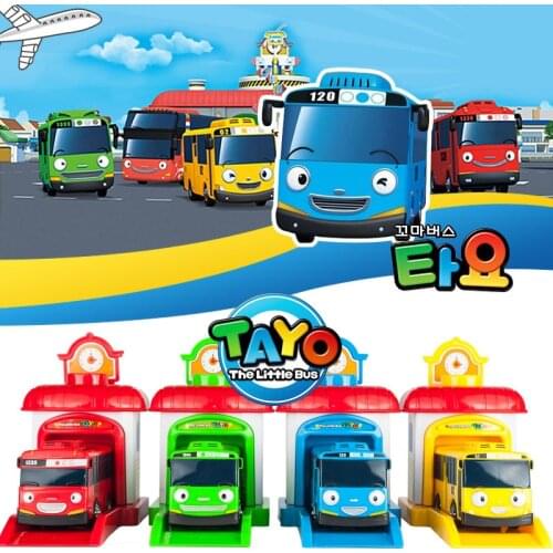 1Pc Cartoon Tayo The Little Bus Toy Car Araba Oyuncak Garage Car Toys Korean Anime Model Bus Toys for Children Boy Brinquedo