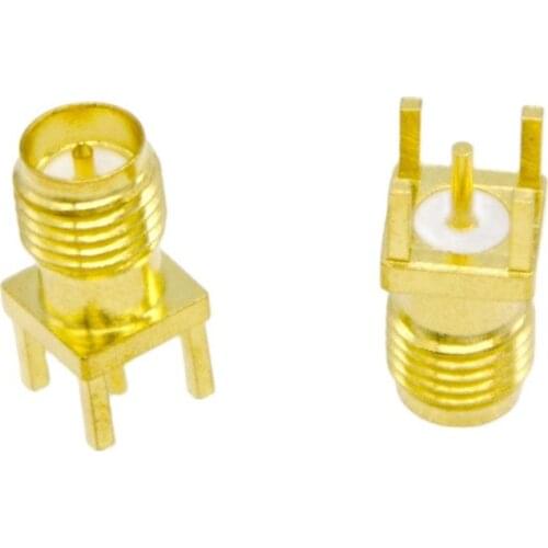 100pcs New Inner Straight Pin Inserting Plate Vertical RP-SMA-KE Female PCB External Threadinner needle Connector Wholesale