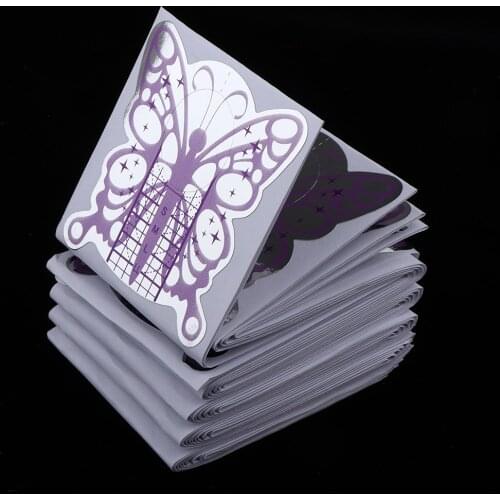 100x Butterfly Nail Art Tip Extension Form Guide DIY French Nail Wrap