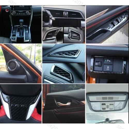 21x Carbon Fiber Color Fit For Honda Civic 16+ Inner Gear Shift Full Cover Trim