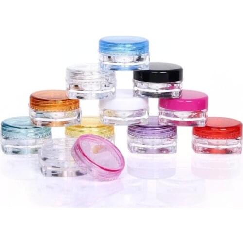 3pcs 3/5g Cosmetics Jar Box Makeup Cream Refillable Bottle Storage Pot Container Square Bottle Portable Plastic Transparent Case